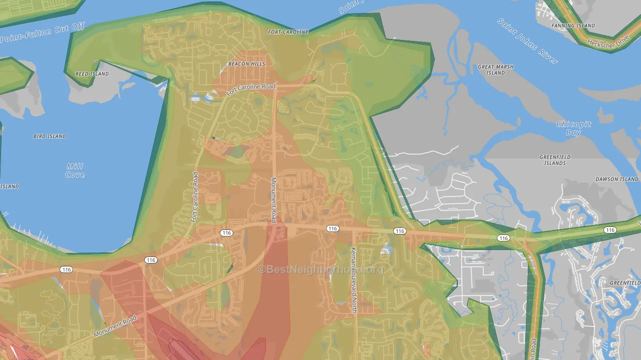 Cobblestone, Jacksonville, FL Map of Noise Levels in Cobblestone
