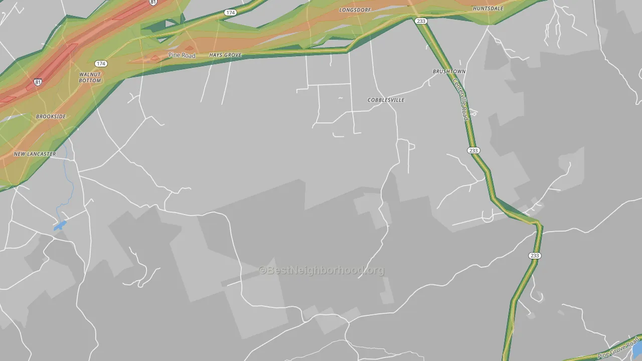 Cobblesville, PA Map of Noise Levels in Cobblesville