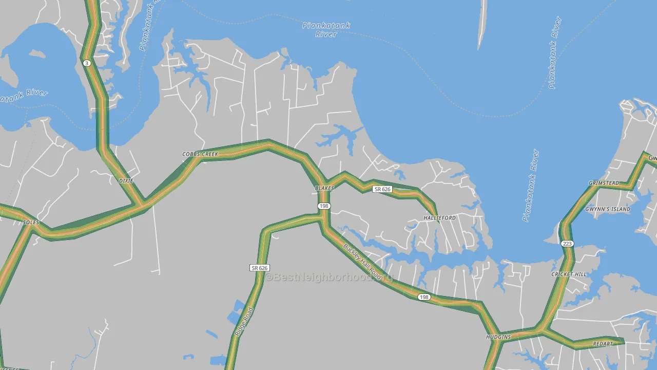 Cobbs Creek, VA Map of Noise Levels in Cobbs Creek