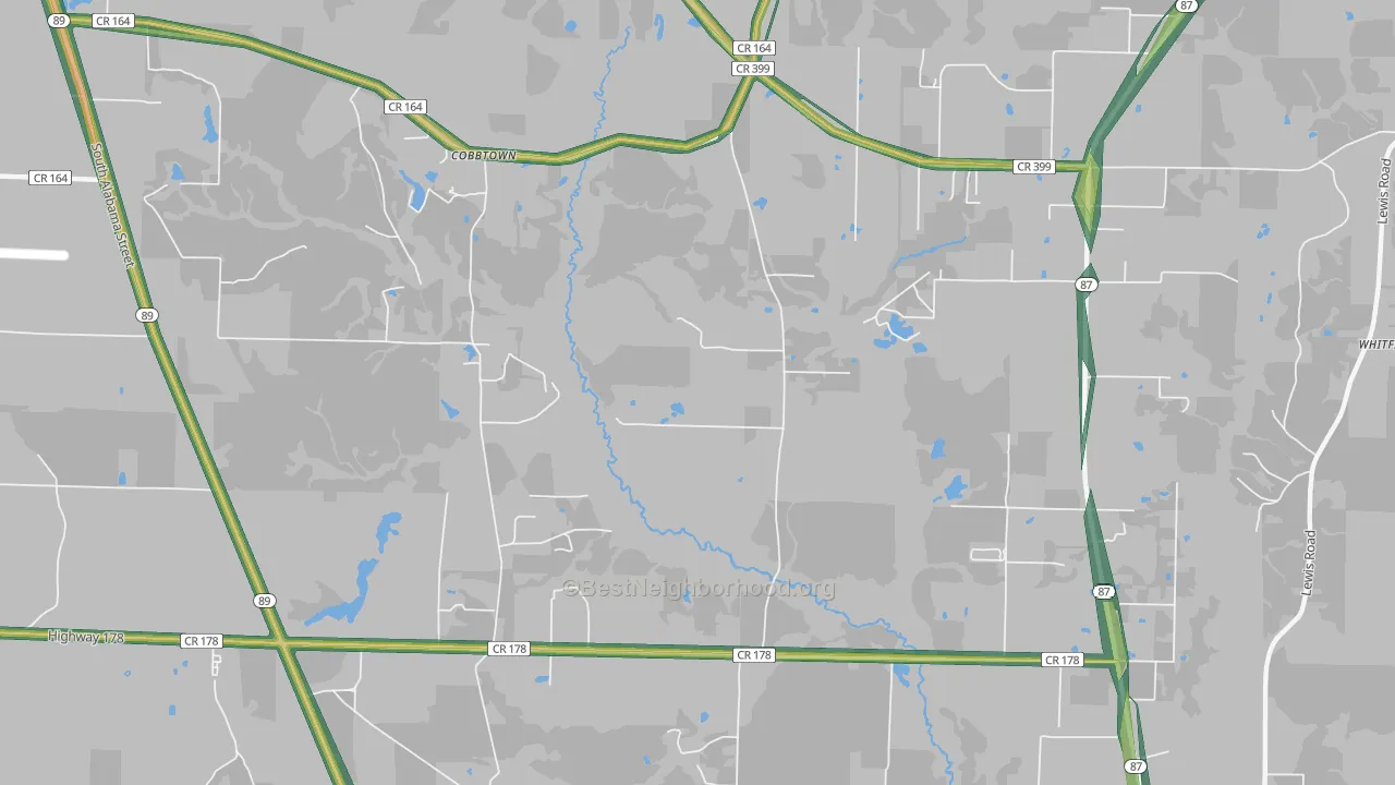 Cobbtown, FL Map of Noise Levels in Cobbtown