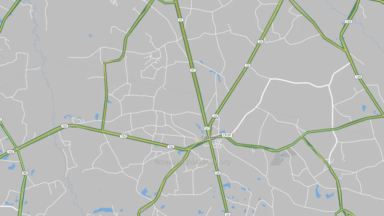 Cobbtown, GA Map of Noise Levels in Cobbtown