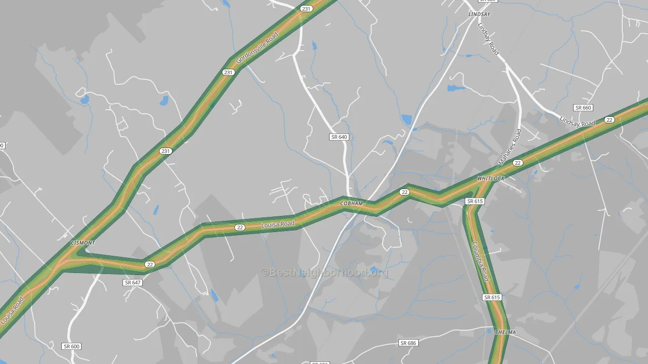 Cobham, VA Map of Noise Levels in Cobham