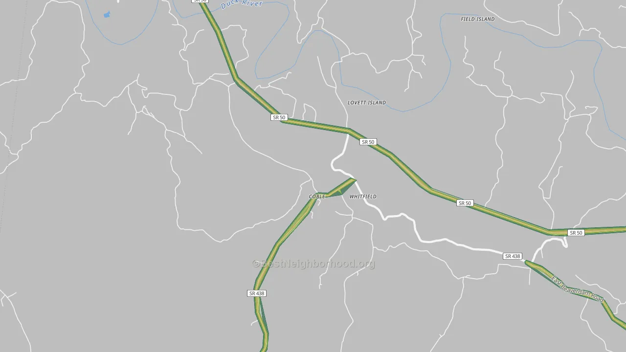 Coble, TN Map of Noise Levels in Coble