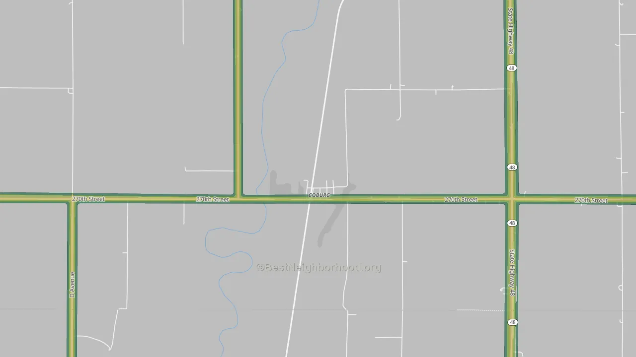 Coburg, IA Map of Noise Levels in Coburg