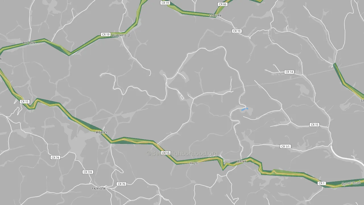 Coburn, WV Map of Noise Levels in Coburn