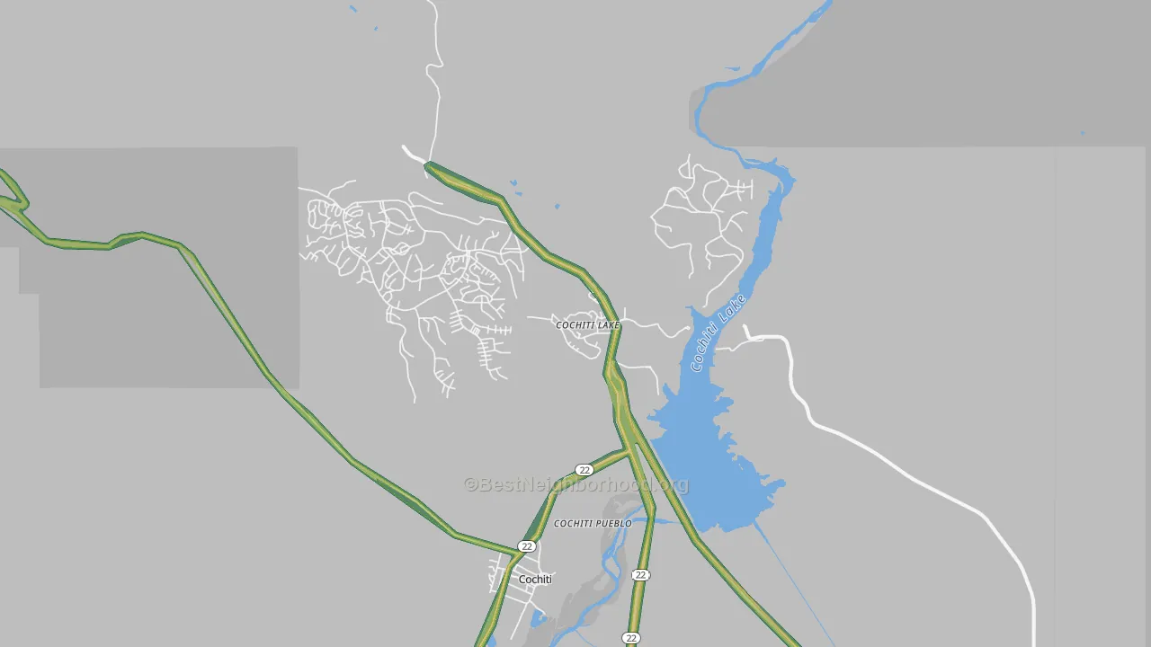 Cochiti Lake, NM Map of Noise Levels in Cochiti Lake