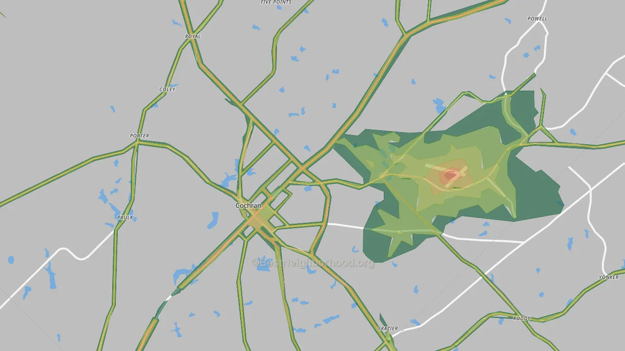 Cochran, GA Map of Noise Levels in Cochran