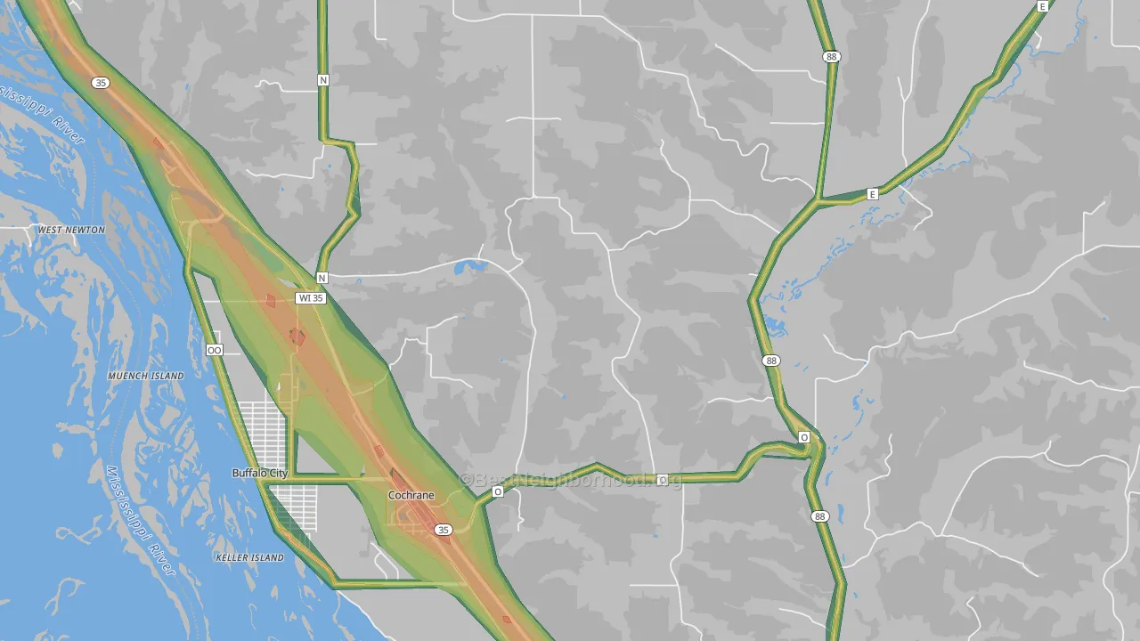 Cochrane, WI Map of Noise Levels in Cochrane