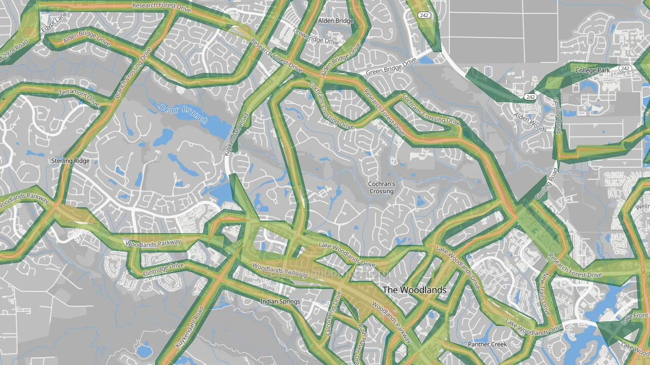 Cochran's Crossing, The Woodlands, TX Map of Noise Levels in Cochran's Crossing