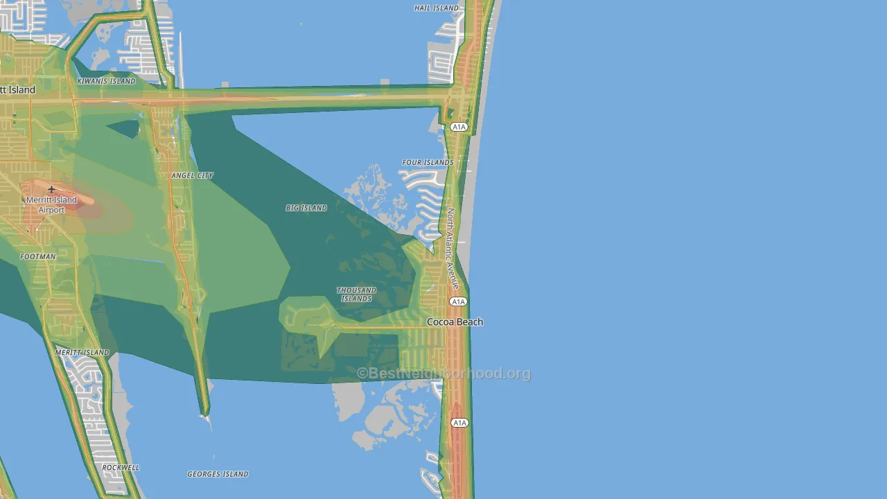 Cocoa Beach, FL Map of Noise Levels in Cocoa Beach