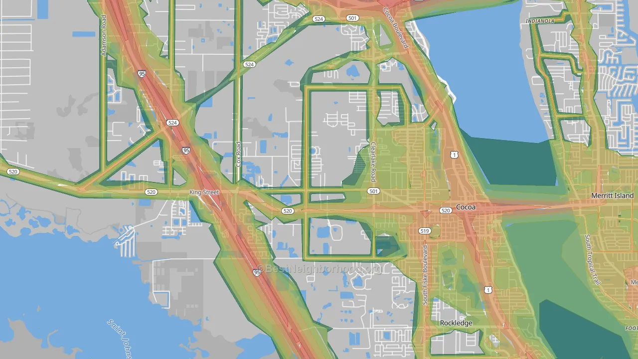 Cocoa West, FL Map of Noise Levels in Cocoa West