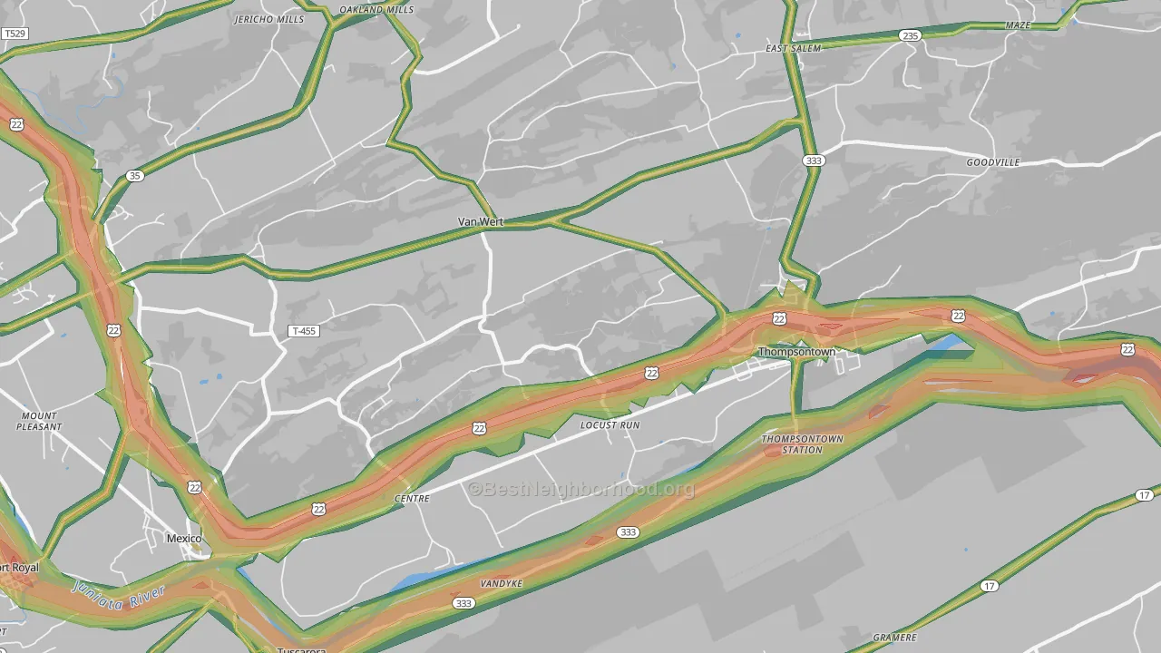 Cocolamus, PA Map of Noise Levels in Cocolamus