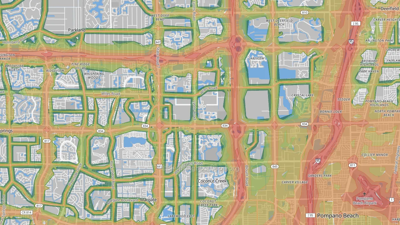 Coconut Creek, FL Map of Noise Levels in Coconut Creek
