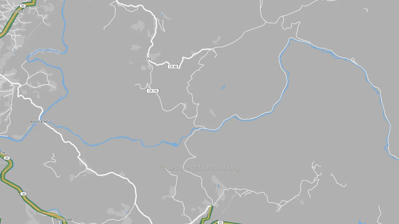 Coe, WV Map of Noise Levels in Coe