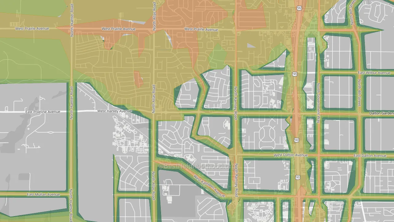 Coeur D'Alene Place, Coeur d'Alene, ID Map of Noise Levels in Coeur D'Alene Place