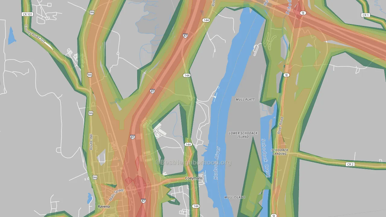Coeymans, NY Map of Noise Levels in Coeymans