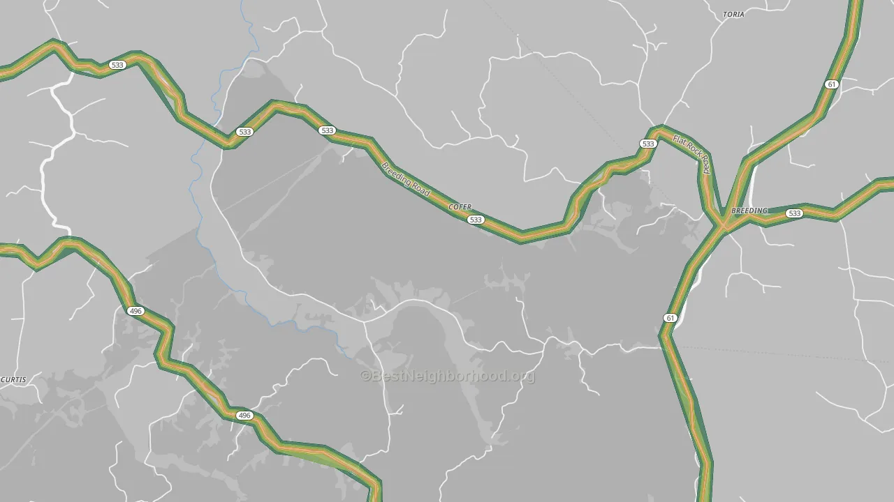 Cofer, KY Map of Noise Levels in Cofer