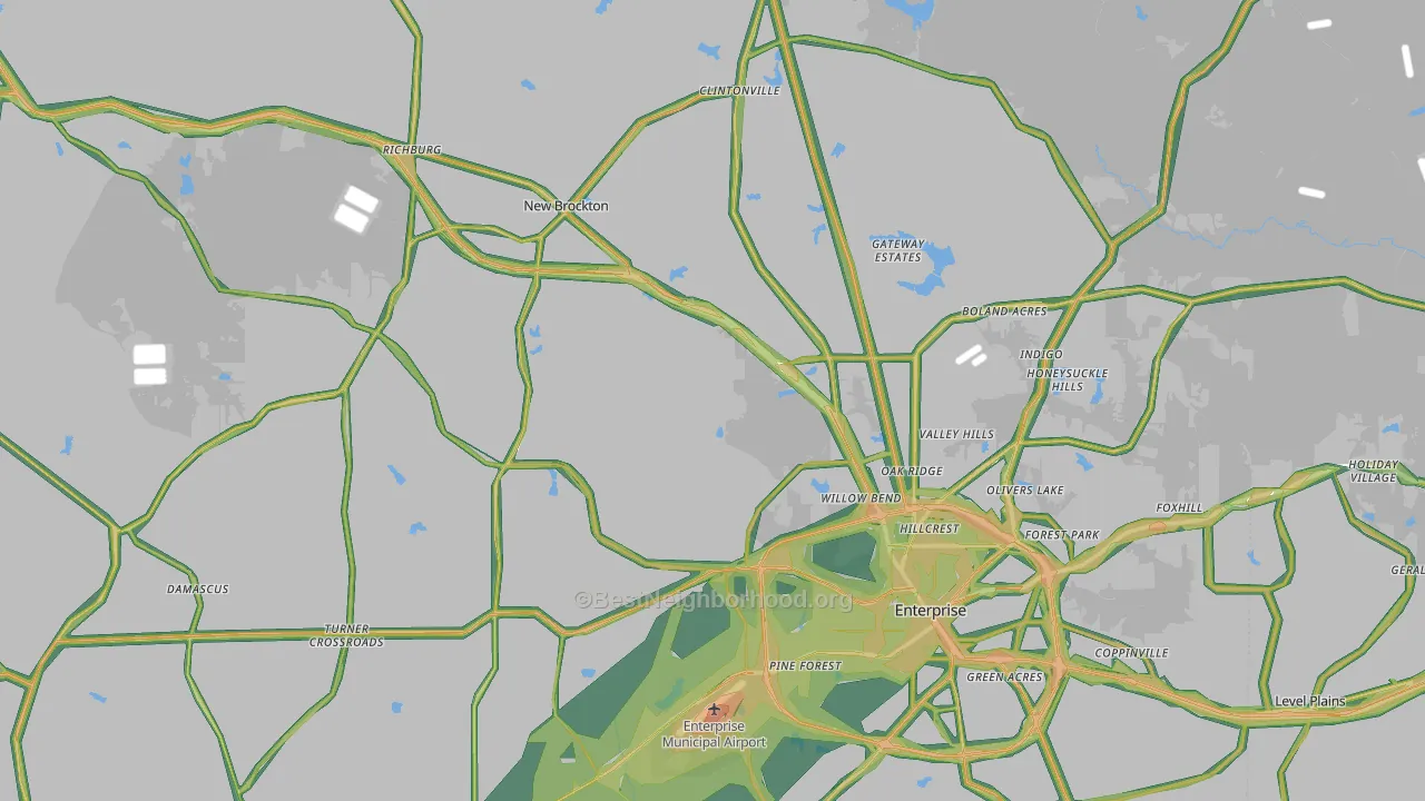 Coffee County, AL Map of Noise Levels in Coffee County