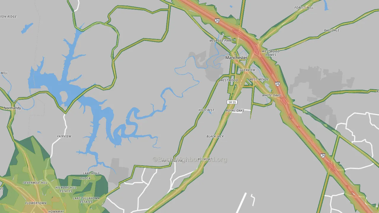 Coffee County, TN Map of Noise Levels in Coffee County