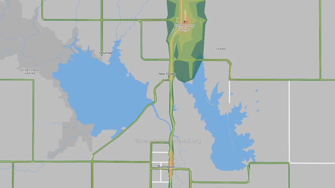 Coffey County, KS Map of Noise Levels in Coffey County