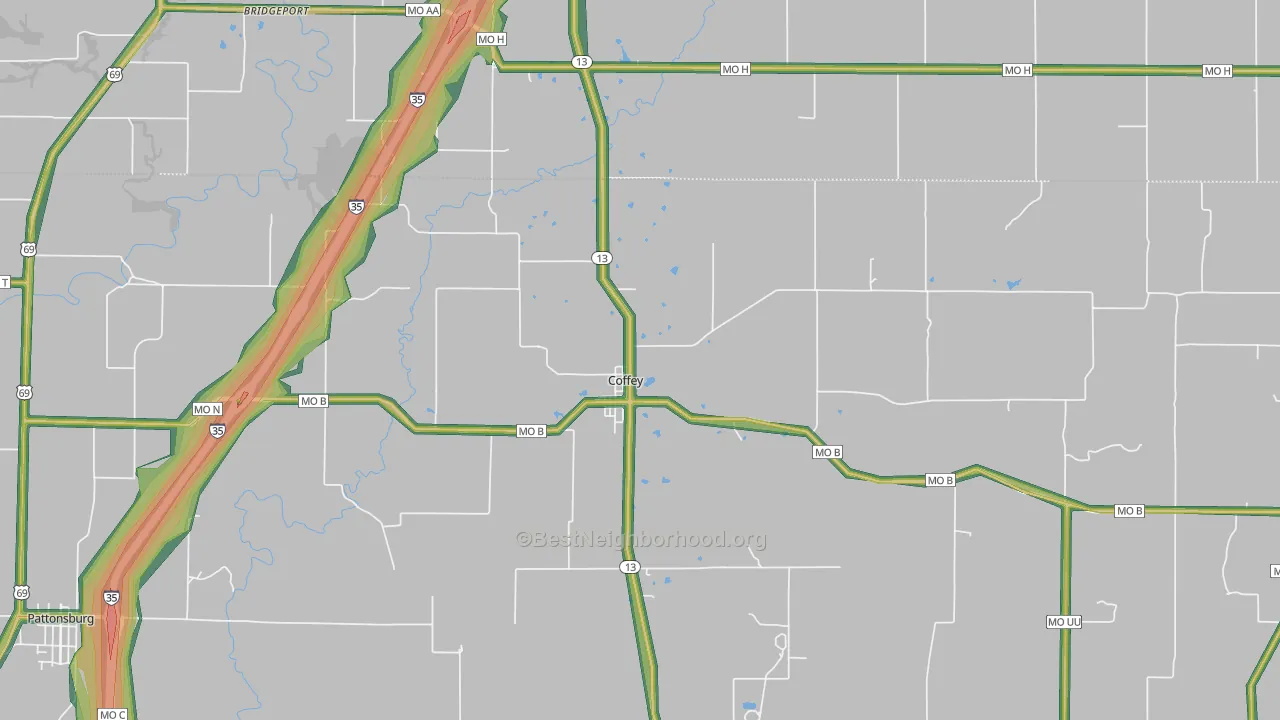 Coffey, MO Map of Noise Levels in Coffey