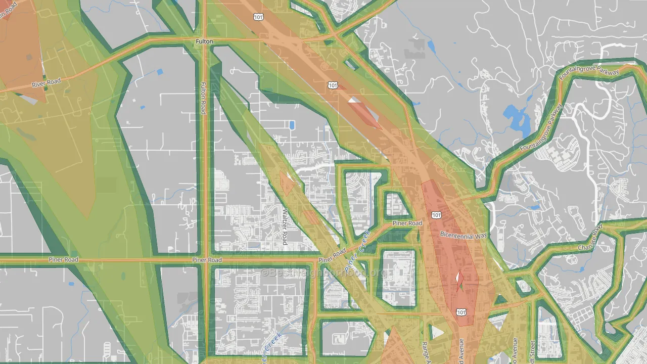 Coffey Park, Santa Rosa, CA Map of Noise Levels in Coffey Park