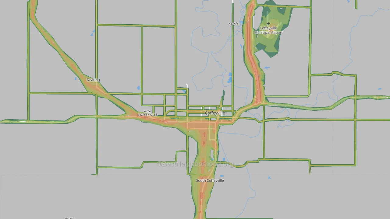Coffeyville, KS Map of Noise Levels in Coffeyville