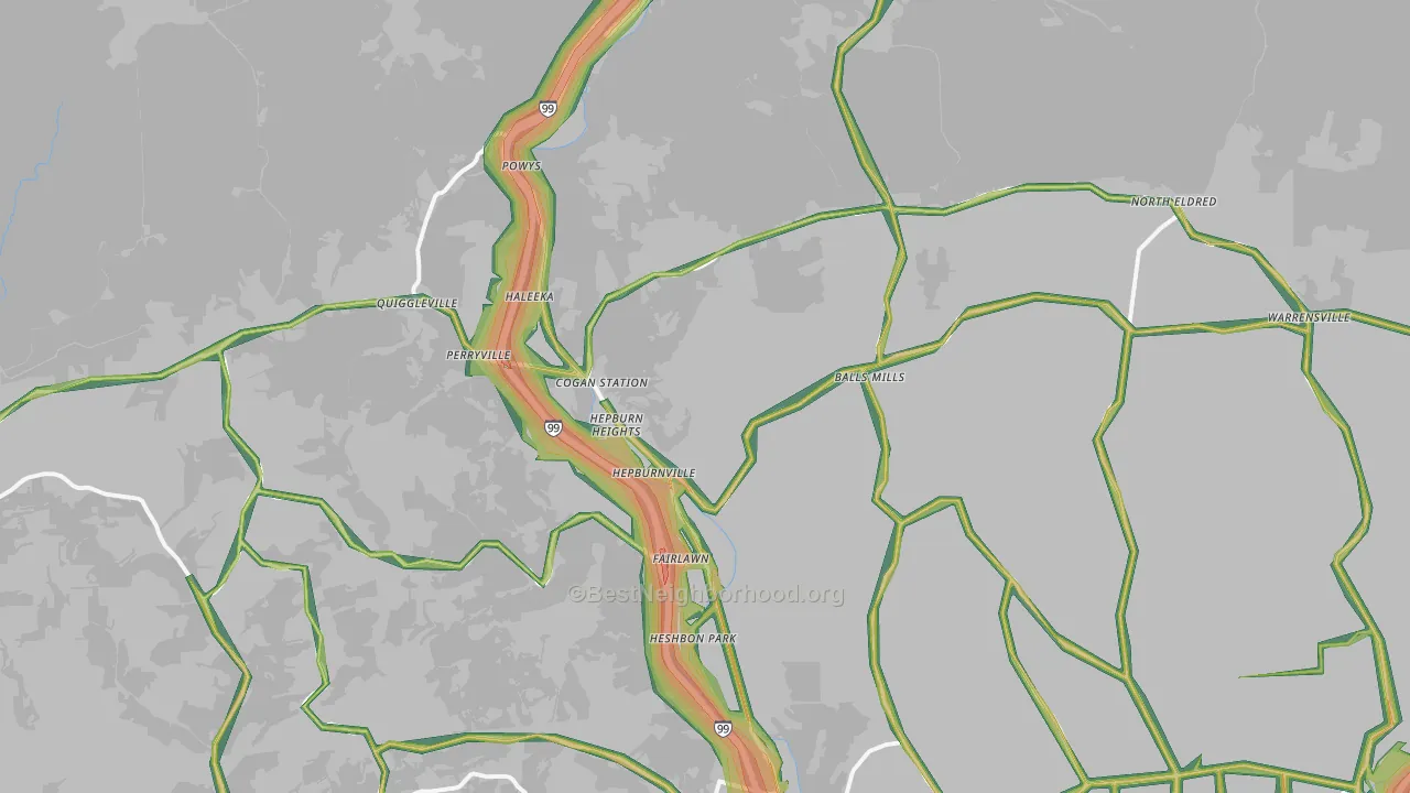 Cogan Station, PA Map of Noise Levels in Cogan Station
