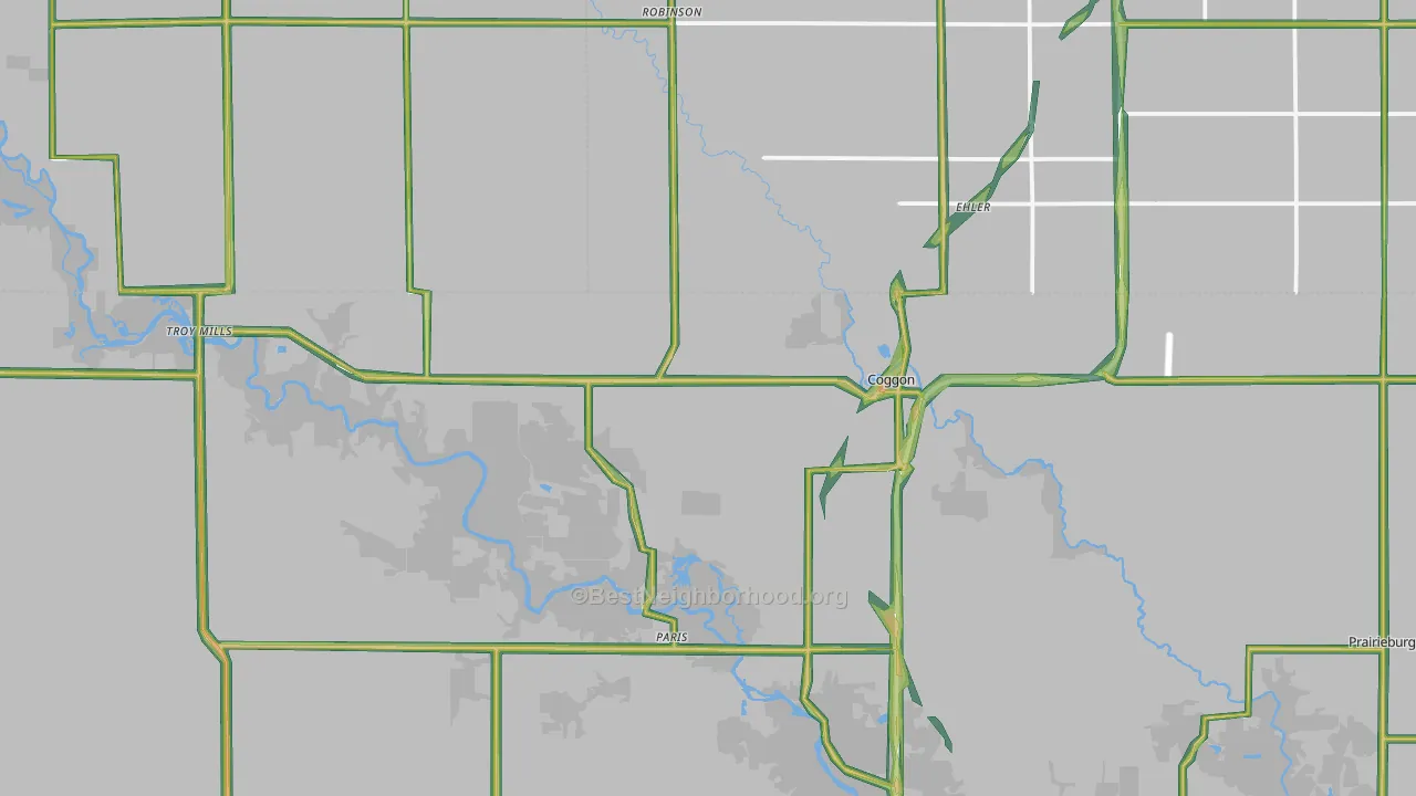 Coggon, IA Map of Noise Levels in Coggon