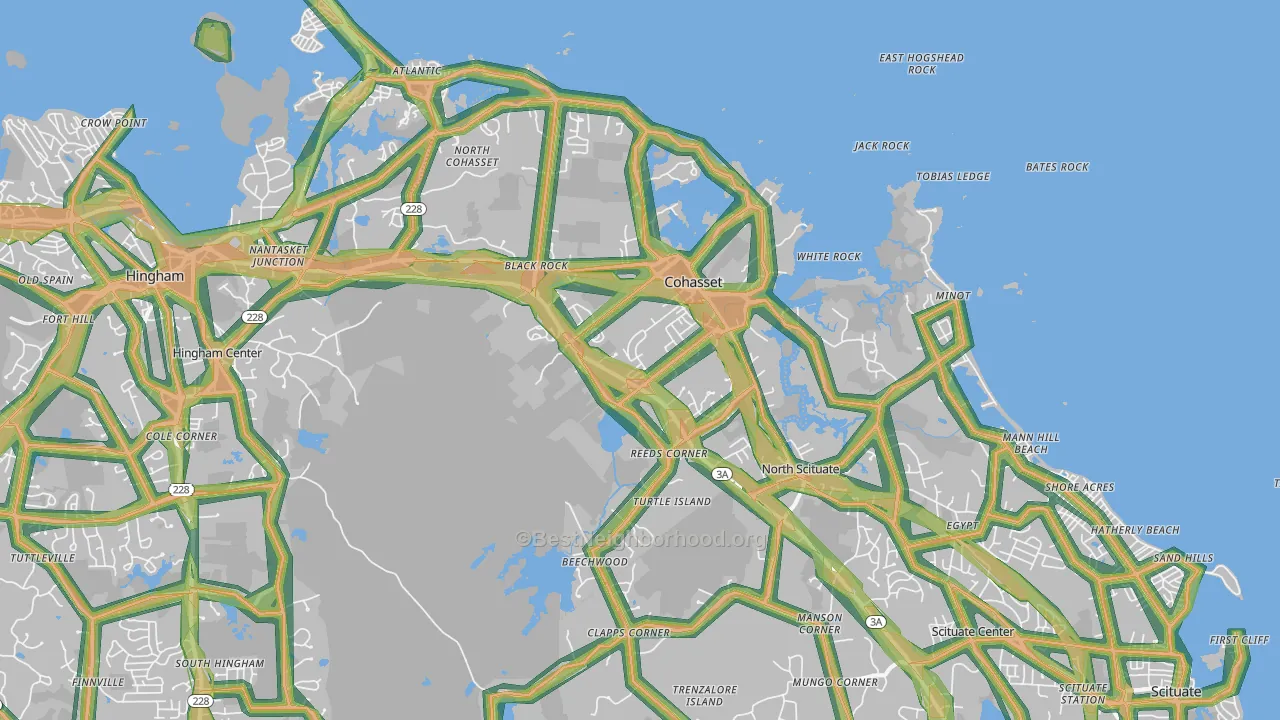 Cohasset, MA Map of Noise Levels in Cohasset