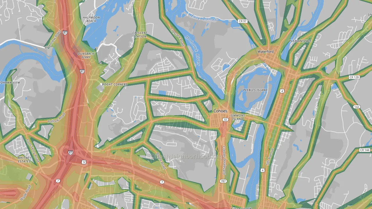 Cohoes, NY Map of Noise Levels in Cohoes