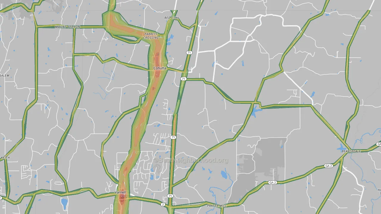 Cohutta, GA Map of Noise Levels in Cohutta
