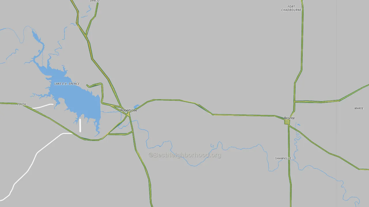 Coke County, TX Map of Noise Levels in Coke County
