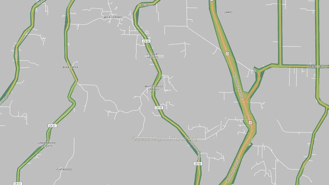 Colbert Heights, AL Map of Noise Levels in Colbert Heights