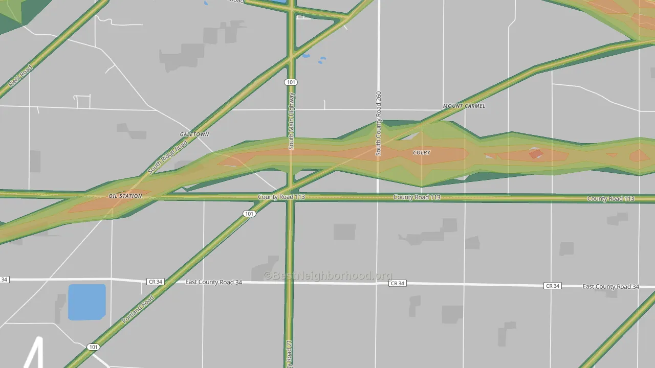 Colby, OH Map of Noise Levels in Colby