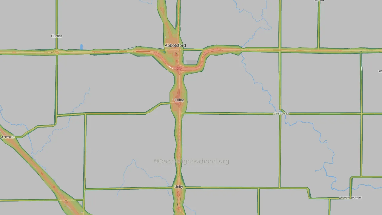 Colby, WI Map of Noise Levels in Colby