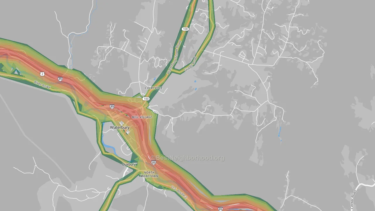 Colbyville, VT Map of Noise Levels in Colbyville