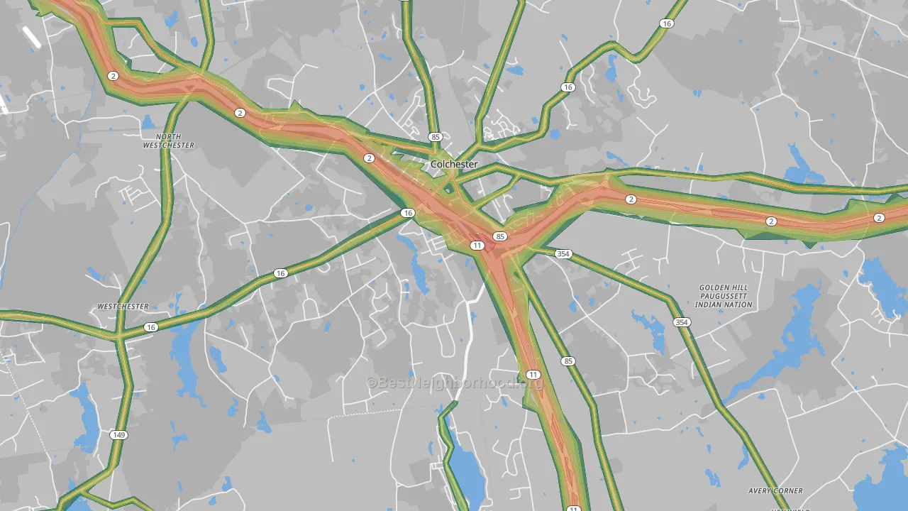 Colchester, CT Map of Noise Levels in Colchester