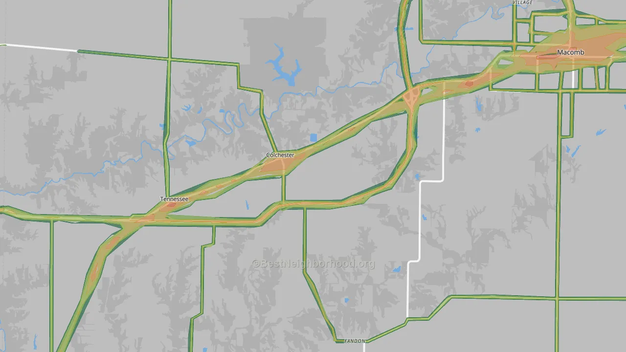 Colchester, IL Map of Noise Levels in Colchester
