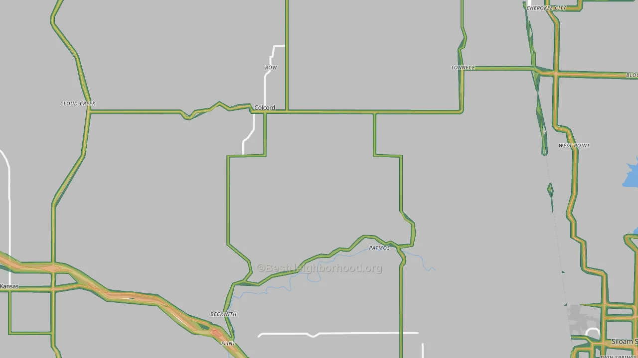 Colcord, OK Map of Noise Levels in Colcord