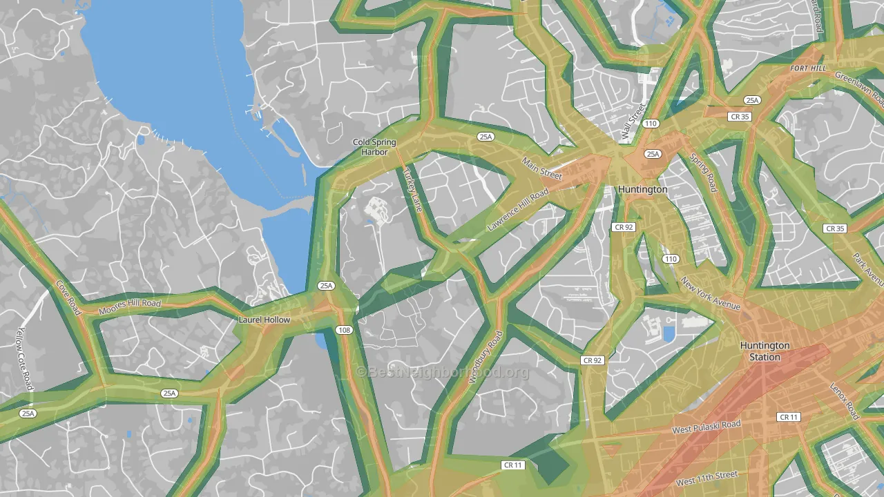 Cold Spring Harbor, NY Map of Noise Levels in Cold Spring Harbor