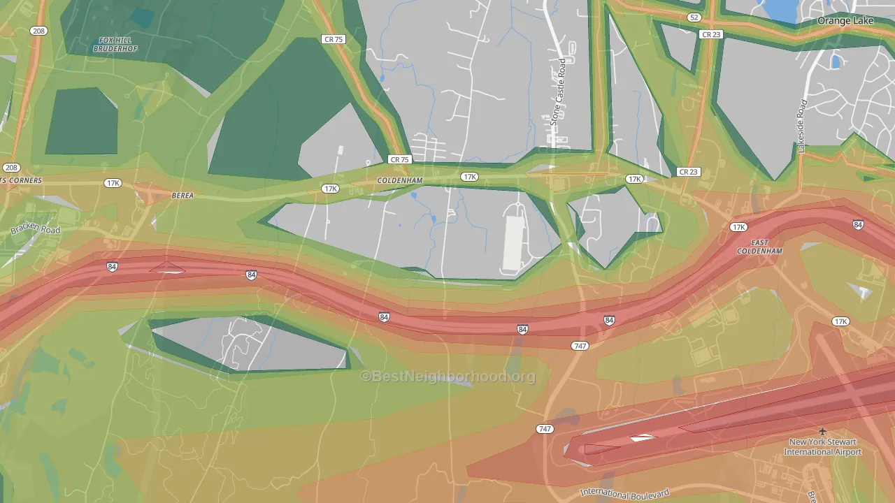 Coldenham, NY Map of Noise Levels in Coldenham