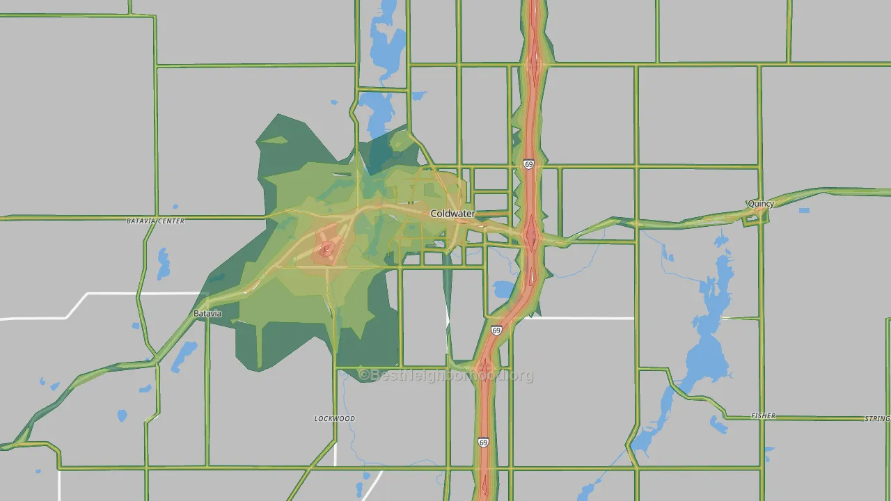 Coldwater, MI Map of Noise Levels in Coldwater