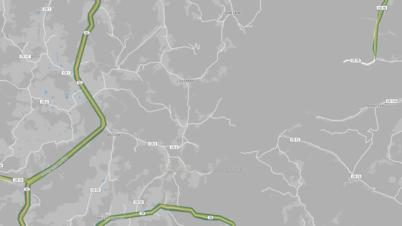 Colebank, WV Map of Noise Levels in Colebank