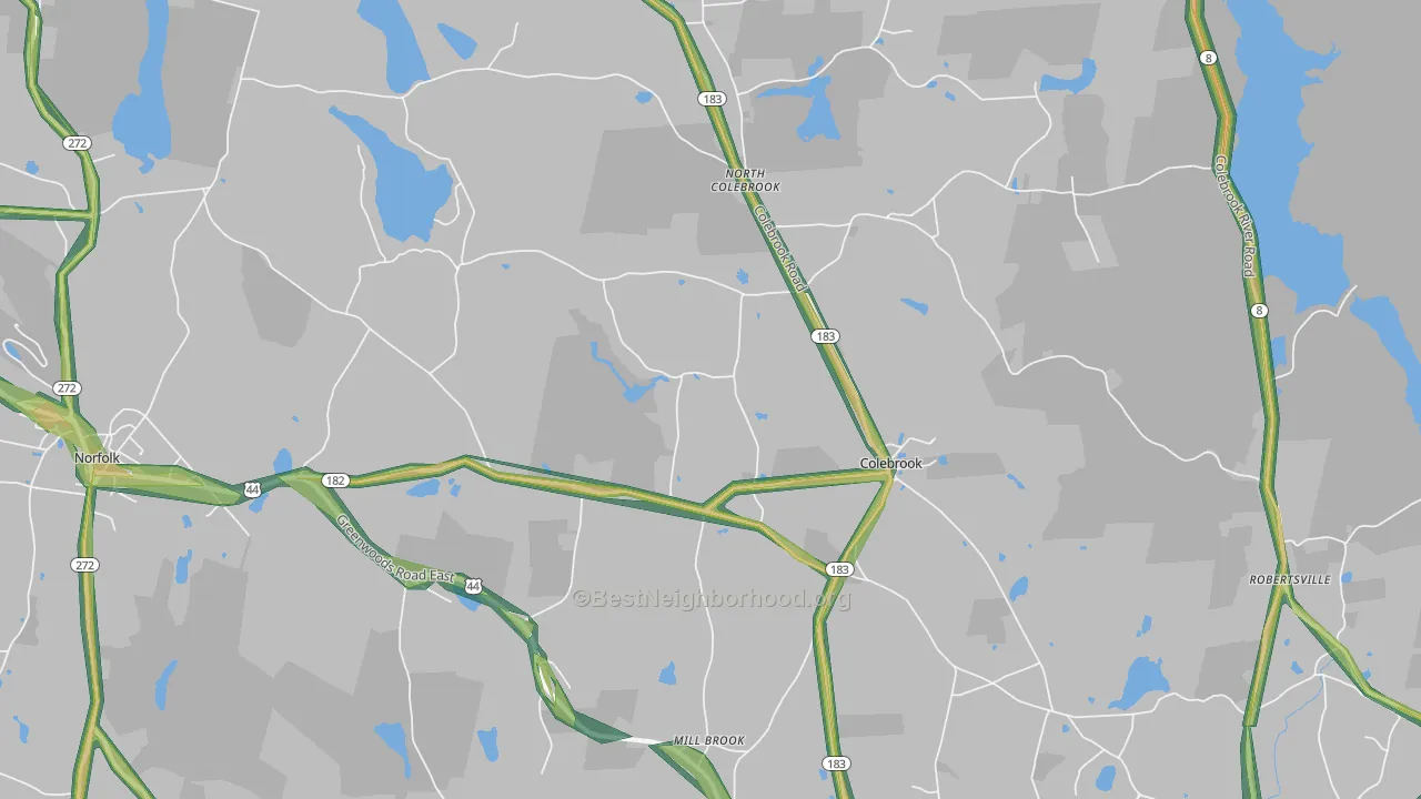 Colebrook, CT Map of Noise Levels in Colebrook
