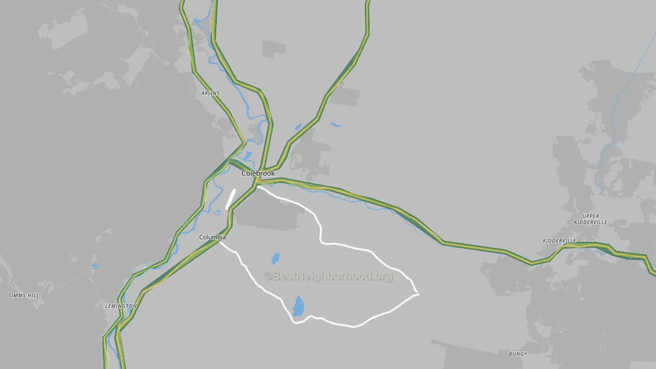 Colebrook, NH Map of Noise Levels in Colebrook