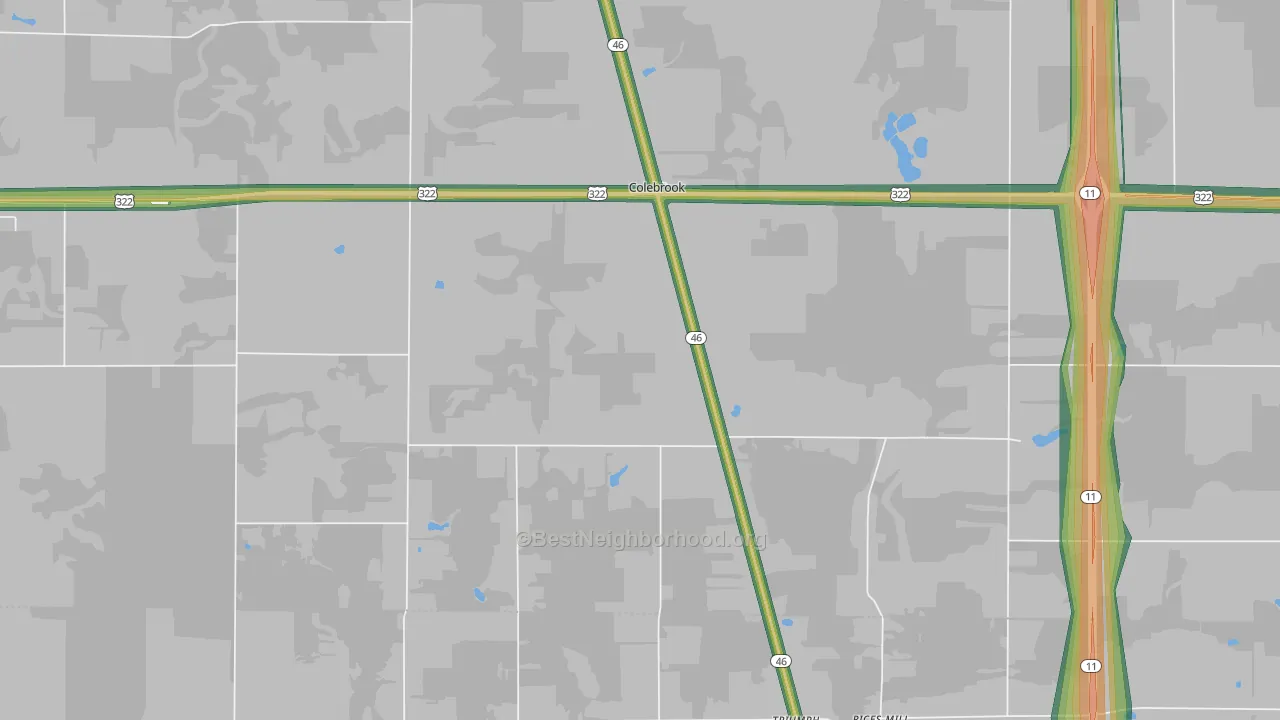 Colebrook, OH Map of Noise Levels in Colebrook