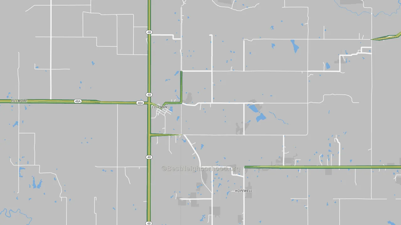 Coleman, OK Map of Noise Levels in Coleman