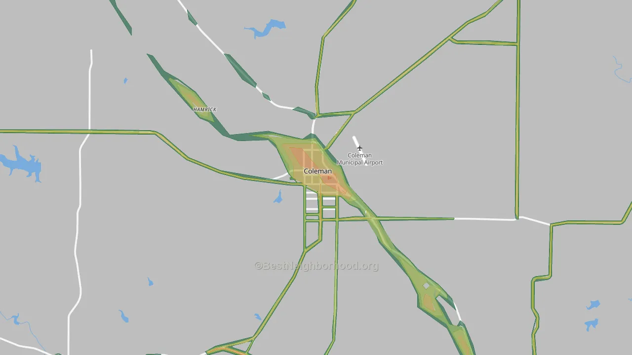 Coleman, TX Map of Noise Levels in Coleman