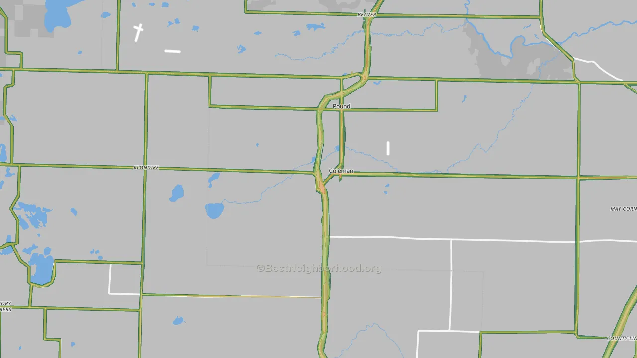 Coleman, WI Map of Noise Levels in Coleman